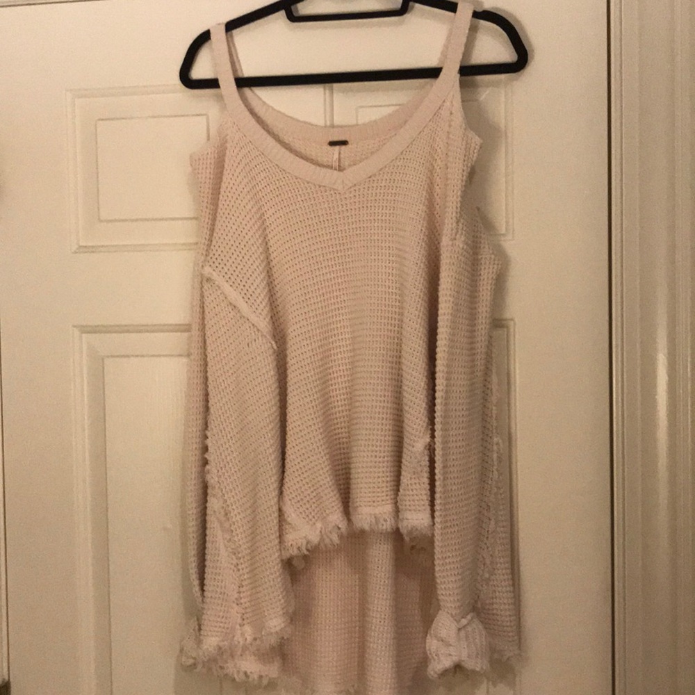 Free People Moonshine VNeck Sweater Cream Size S - Picture 3 of 5